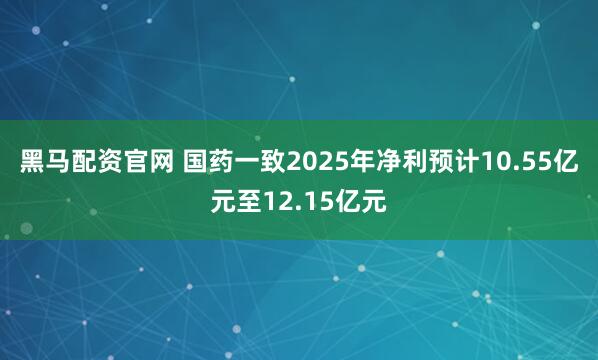 黑马配资官网 国药一致2025年净利预计10.55亿元至12.15亿元